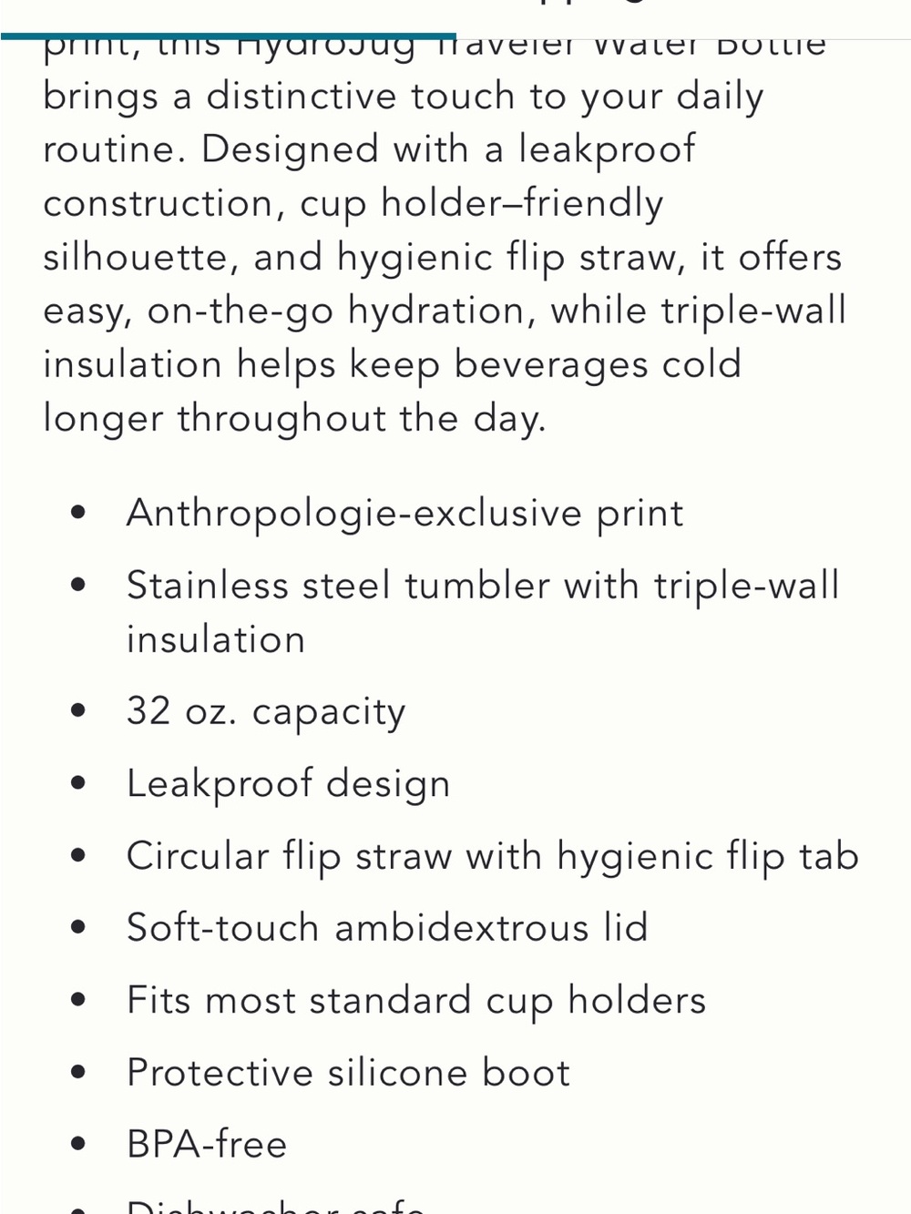 Hydrojug Blue Capri Pattern Insulated Travel Tumbler with Handle - Picture 5 of 6